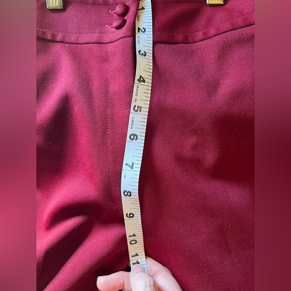 Vintage Elegant Red Wide Leg Trousers with White Embroidery - Picture 10 of 14